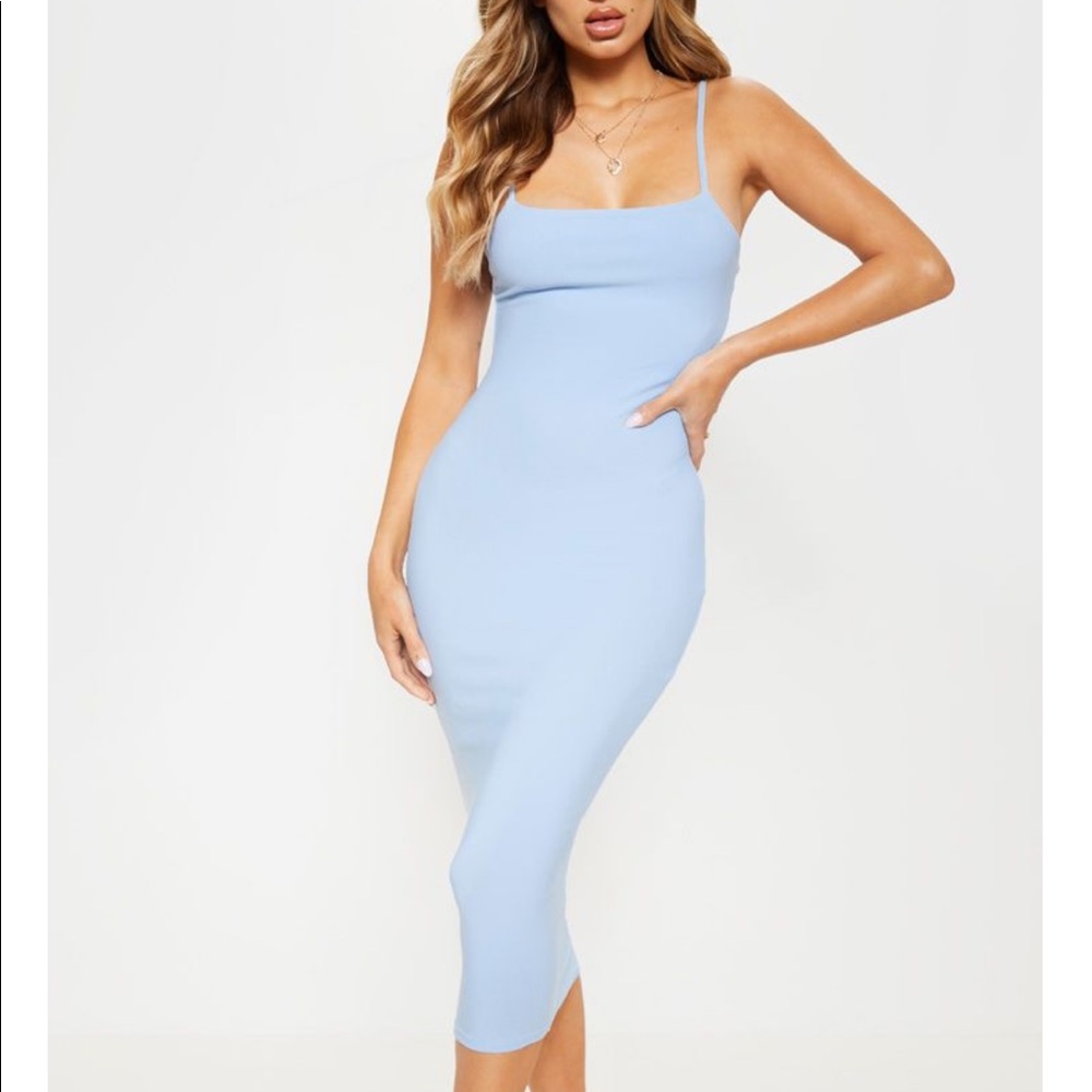 Baby Blue Strappy Midi Dress - used as maternity